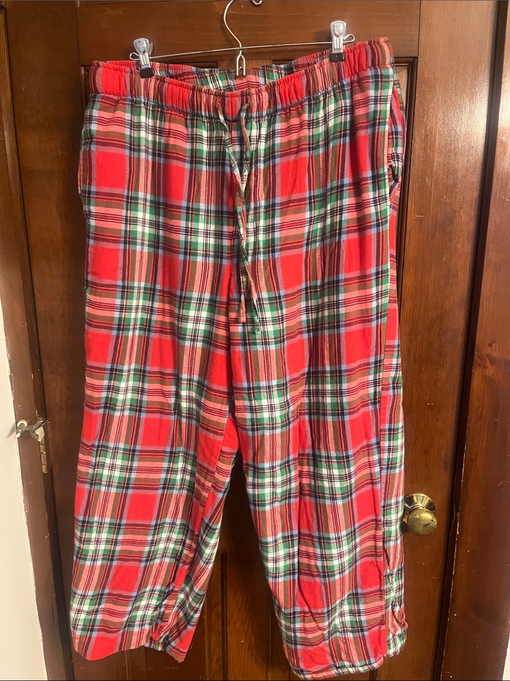 Lands' End Red Green Plaid Flannel Pajama Pants
